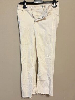 FRAME Le Crop Mini Boot Raw Hem Jeans Au Natural White Size 28